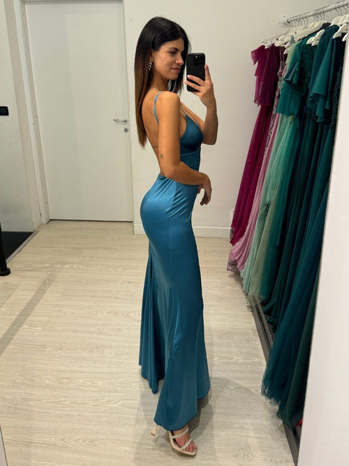 Abito cerimonia sirena raso scollato dietro