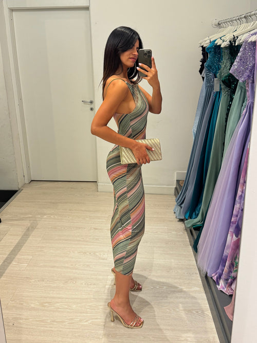 Vestito midi Lurex righe