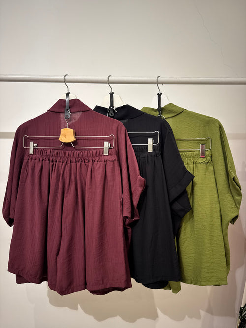 Completo effetto lino Shorts e Camicia