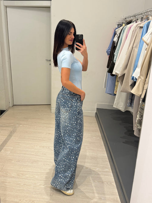 Jeans palazzo maculato