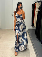 Vestito lungo fantasia fiocco schiena