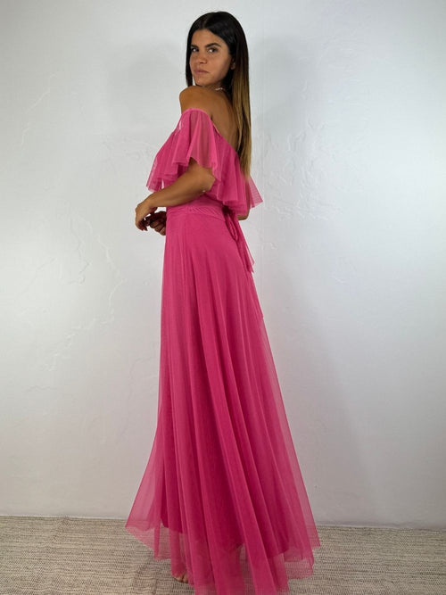Vestito Giulia lungo tulle manica scesa volant