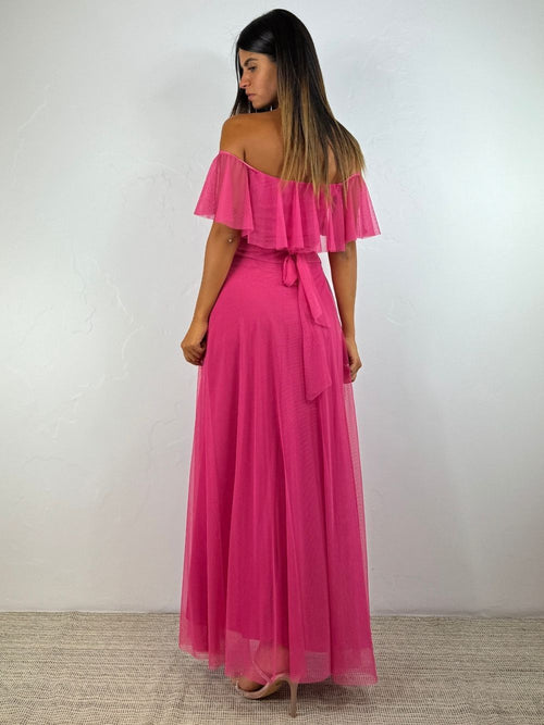 Vestito Giulia lungo tulle manica scesa volant