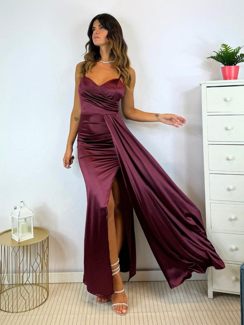 Tubino lungo raso spacco fascia
