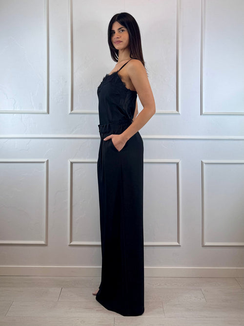 Top raso pizzo e bottoni