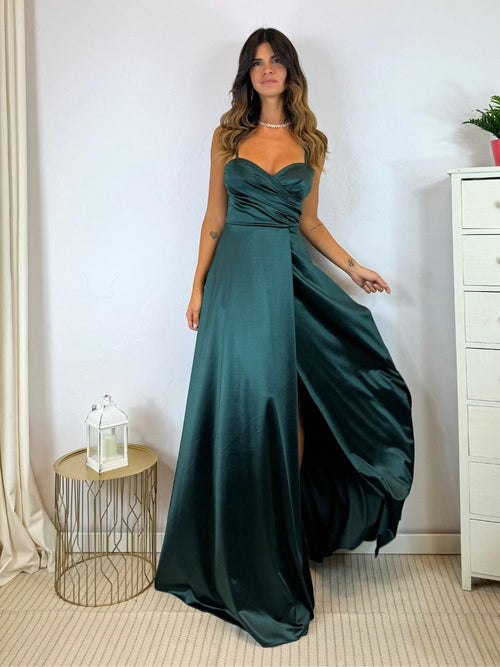 Vestito lungo scollo incrociato morbido