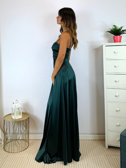 Vestito lungo scollo incrociato morbido
