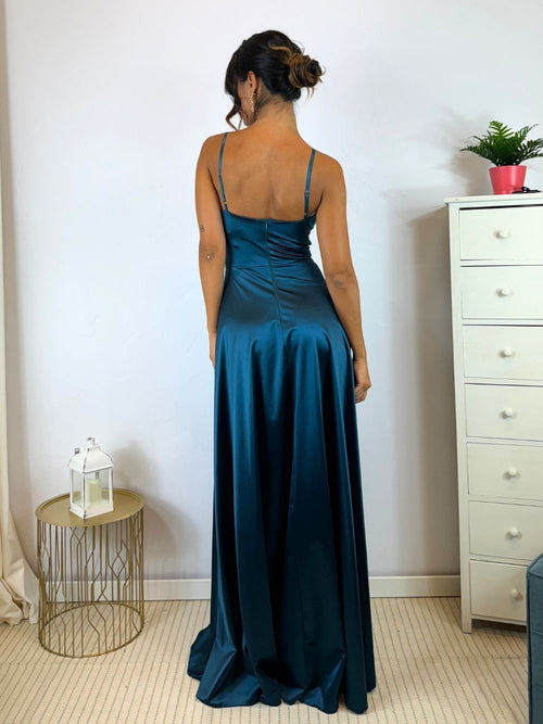 Vestito lungo scollo incrociato morbido