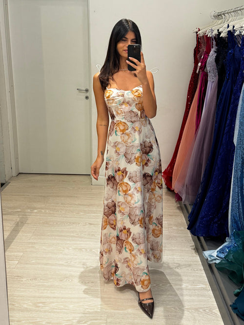 Vestito lungo floreale spalline