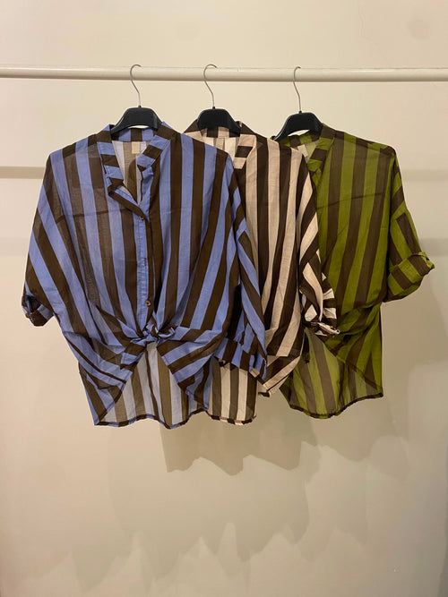Camicia righe collo coreana