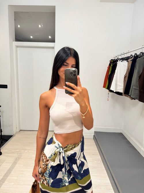 Canotta crop scollo americano