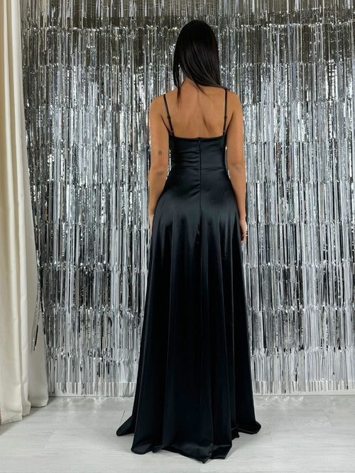 Vestito lungo scollo incrociato morbido