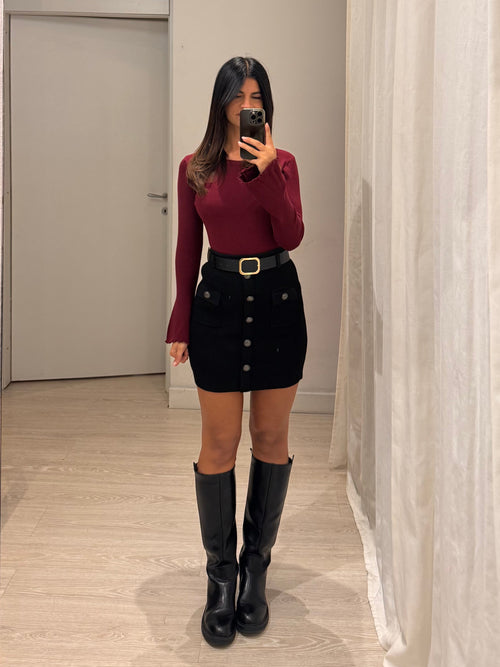 Minigonna in maglia bottoni frontali