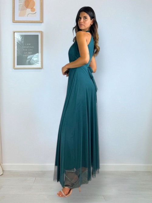 Vestito Giulia lungo tulle scollo americano