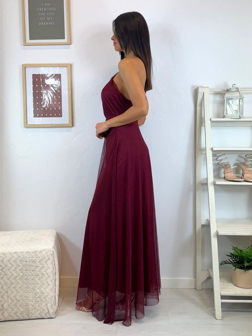 Abito cerimonia tulle monospalla