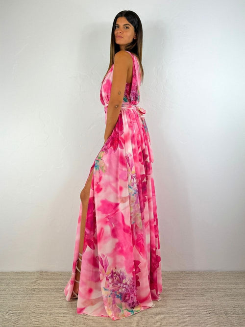 Abito cerimonia monospalla fantasia spacco