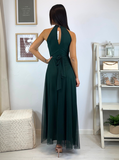 Vestito Giulia lungo tulle scollo americano