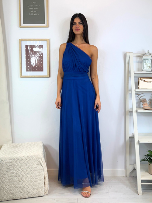 Abito cerimonia tulle monospalla