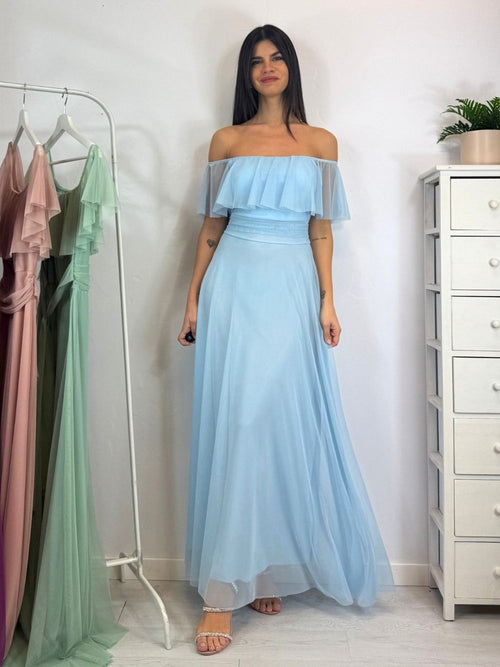 Vestito Giulia lungo tulle manica scesa volant