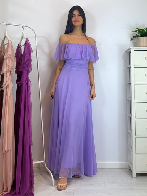 Vestito Giulia lungo tulle manica scesa volant