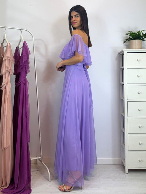 Vestito Giulia lungo tulle manica scesa volant
