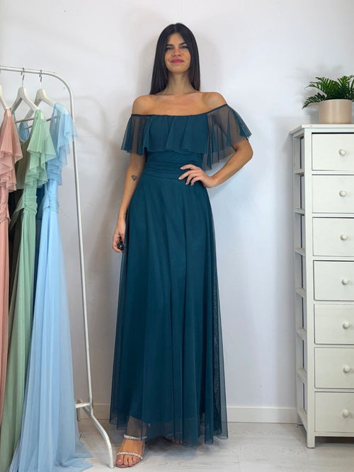Vestito Giulia lungo tulle manica scesa volant