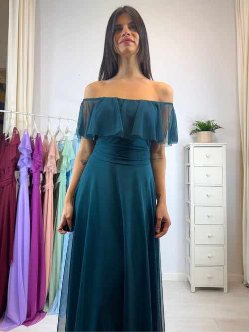 Vestito Giulia lungo tulle manica scesa volant