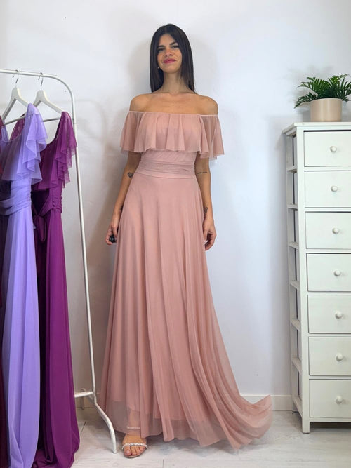 Vestito Giulia lungo tulle manica scesa volant
