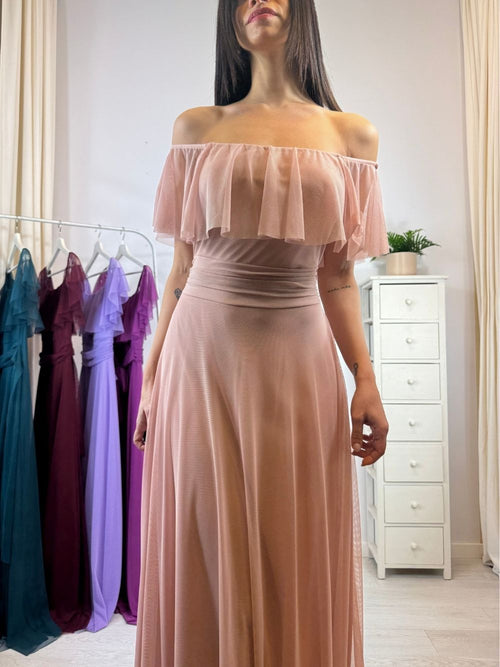 Vestito Giulia lungo tulle manica scesa volant