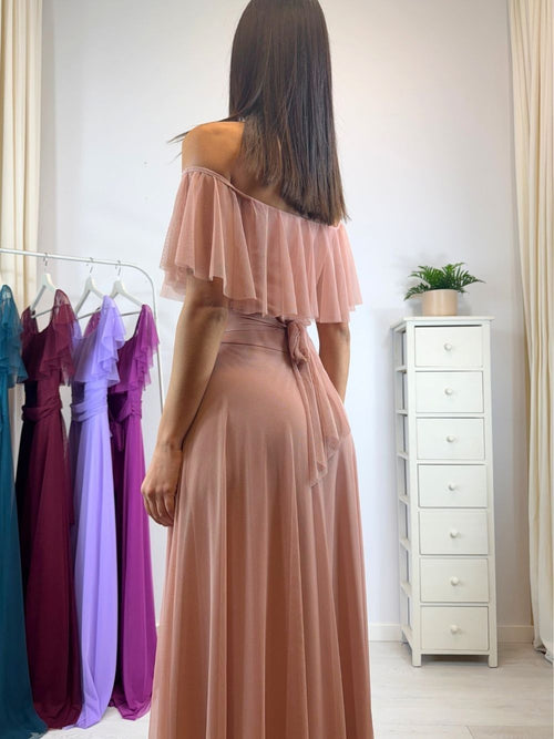 Vestito Giulia lungo tulle manica scesa volant
