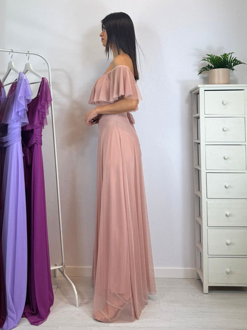 Vestito Giulia lungo tulle manica scesa volant