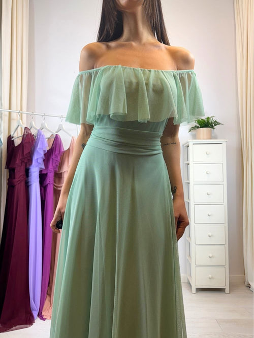 Vestito Giulia lungo tulle manica scesa volant