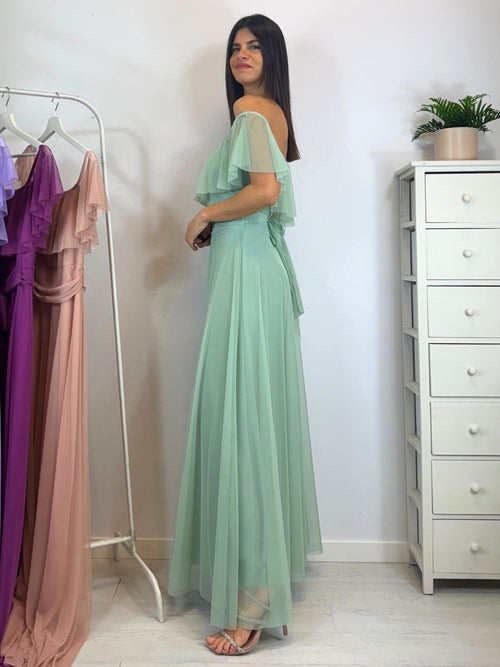 Vestito Giulia lungo tulle manica scesa volant