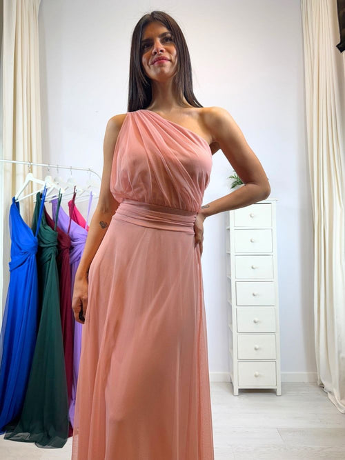 Abito cerimonia tulle monospalla