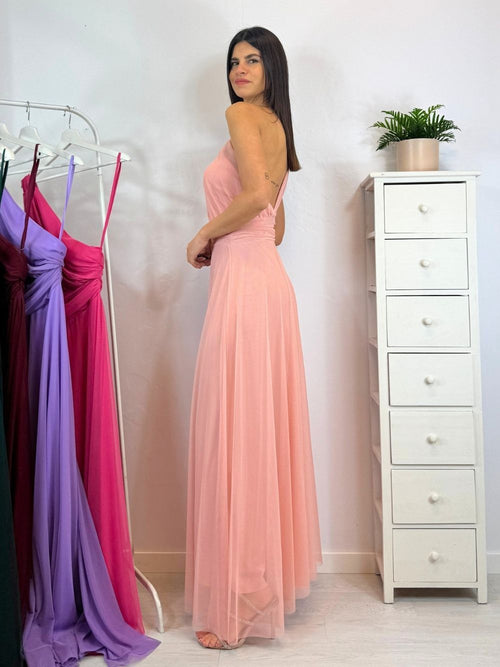 Abito cerimonia tulle monospalla