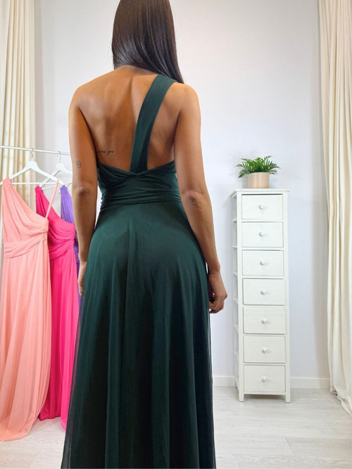 Abito cerimonia tulle monospalla