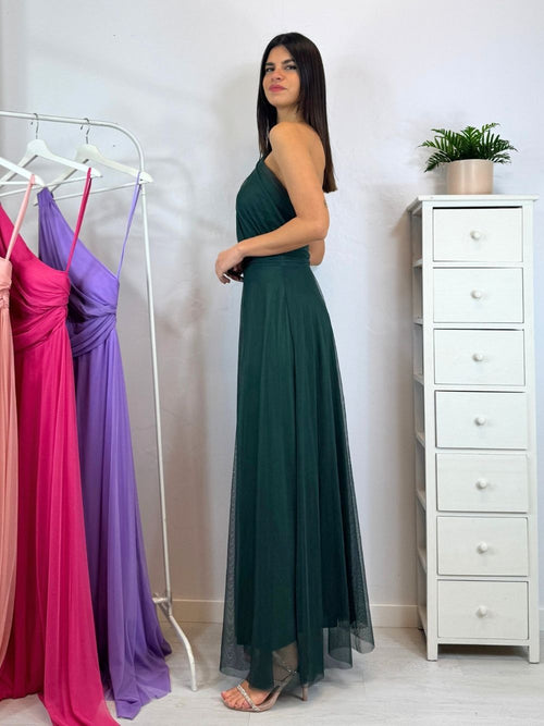 Abito cerimonia tulle monospalla