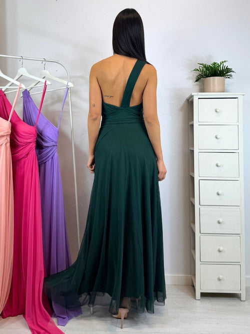 Abito cerimonia tulle monospalla