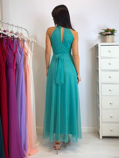 Vestito Giulia lungo tulle scollo americano