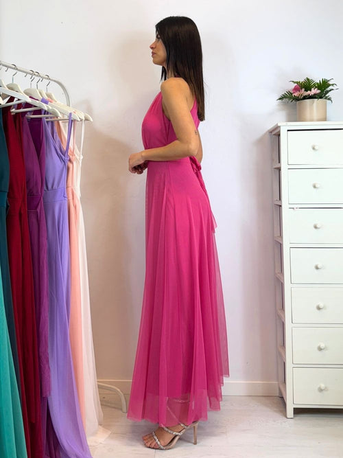 Vestito Giulia lungo tulle scollo americano