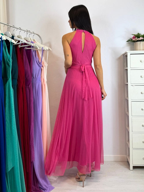 Vestito Giulia lungo tulle scollo americano