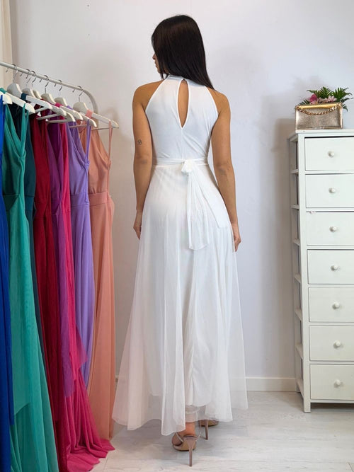 Vestito Giulia lungo tulle scollo americano