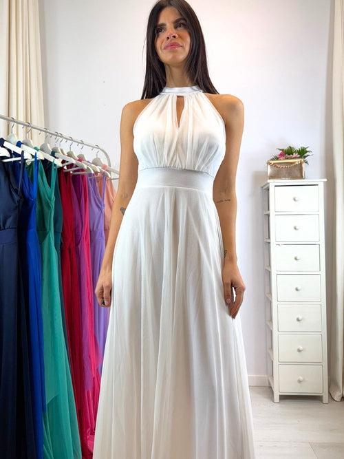 Vestito Giulia lungo tulle scollo americano