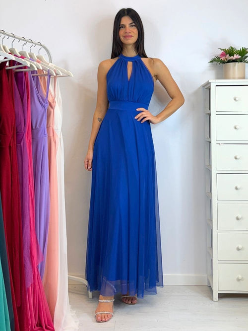 Vestito Giulia lungo tulle scollo americano