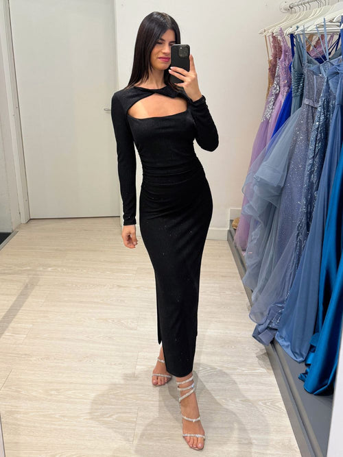 Vestito lungo lurex taglio e spacco