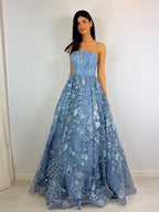 Abito cerimonia cenerentola fiori lurex tulle