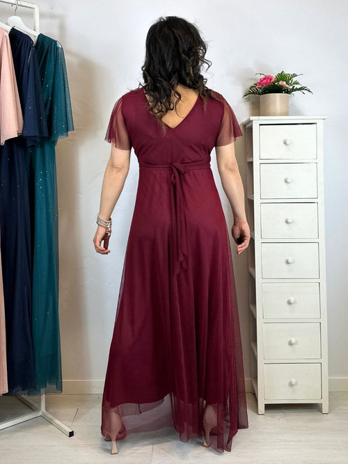 Abito cerimonia tulle manica maxi
