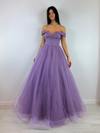 Abito cerimonia tulle billante scollo barchetta
