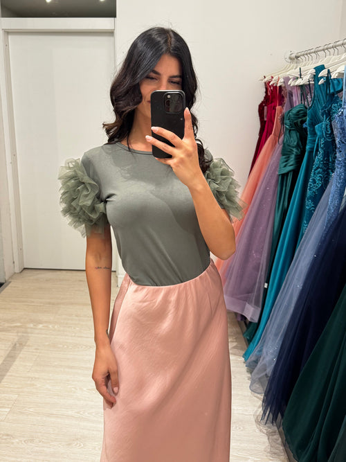 T-shirt maniche tulle
