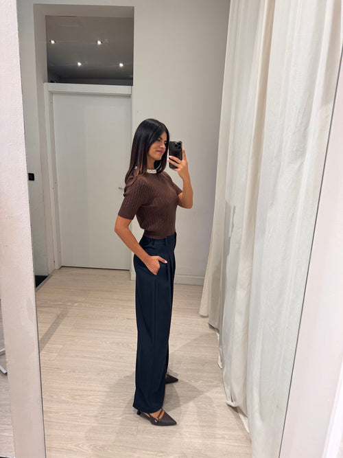 T shirt maglia trecce e perle